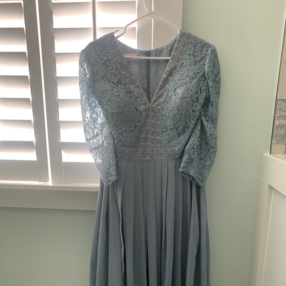 Tea Length Dress Blue Bridesmaid Mother JJ’s House